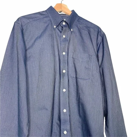 LL Bean Button Down Shirt Mens 15.5 / 34 Wrinkle Resistant Traditional Fit Blue - Picture 4 of 12